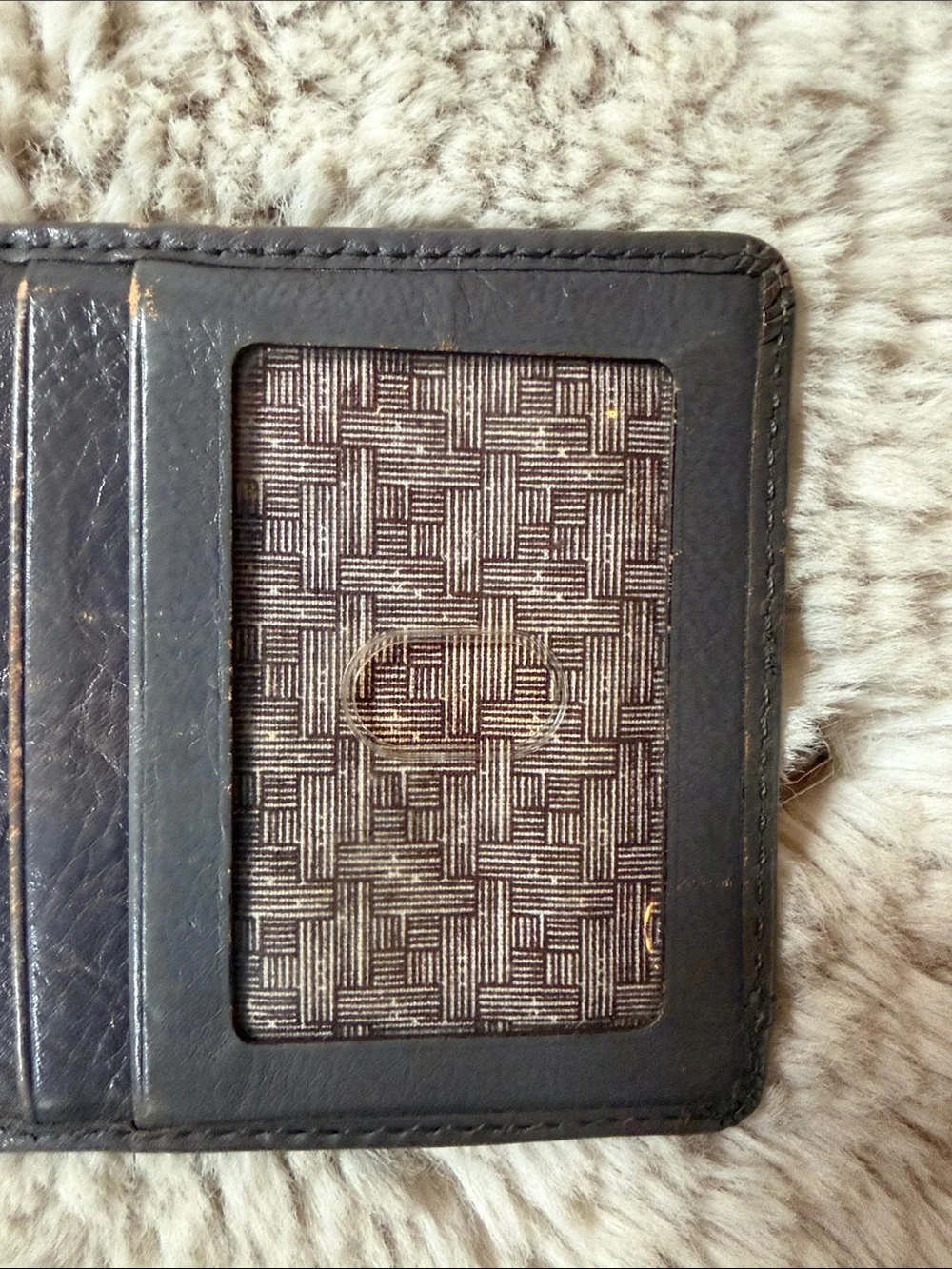 HOBO Black Leather Card & ID Holder with Patterned ID Window
